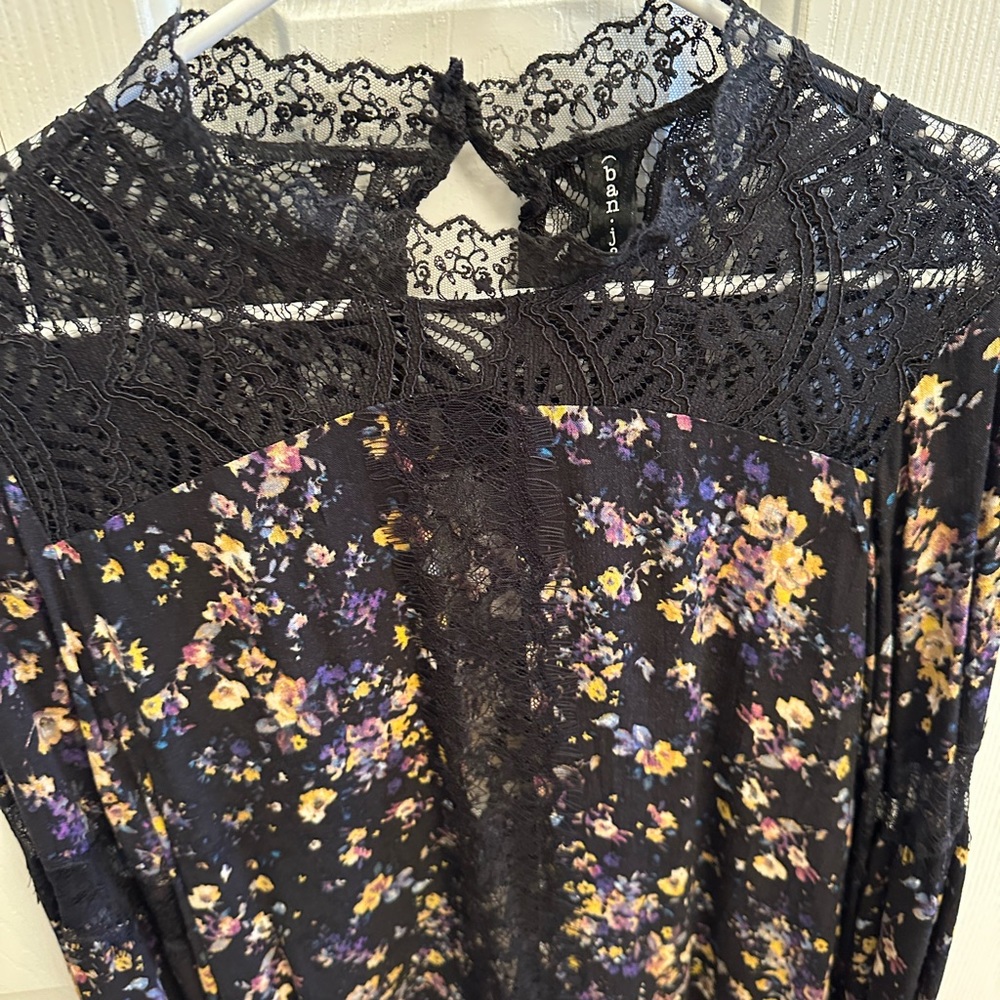 Womens lace blouse with flower print